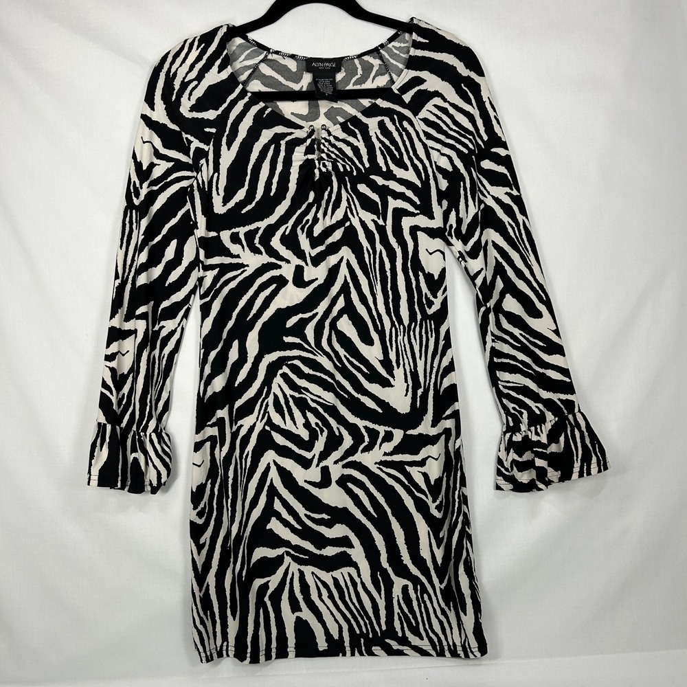 Alyn Paige Vintage Y2K Zebra Print Bell Sleeve Mini Dress – Small (S)